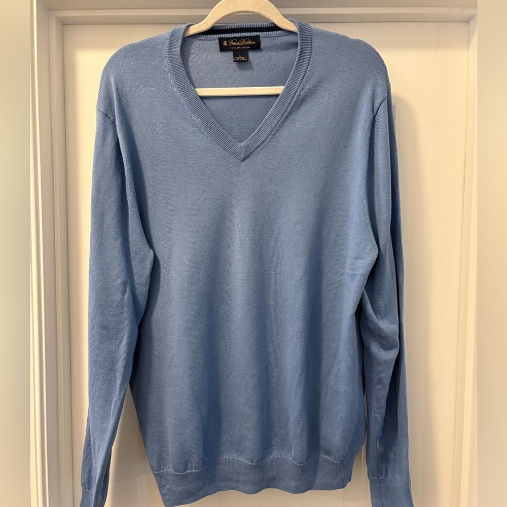 Brooks Brothers Light Blue V-Neck Sweater